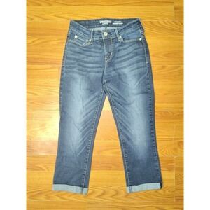 Levis Denizen Modern Skinny Crop Jeans Size 2 W/26 Dark Wash Rolled Cuff